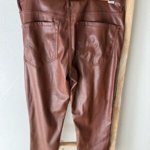 MOTHER Brown Faux Leather Pants